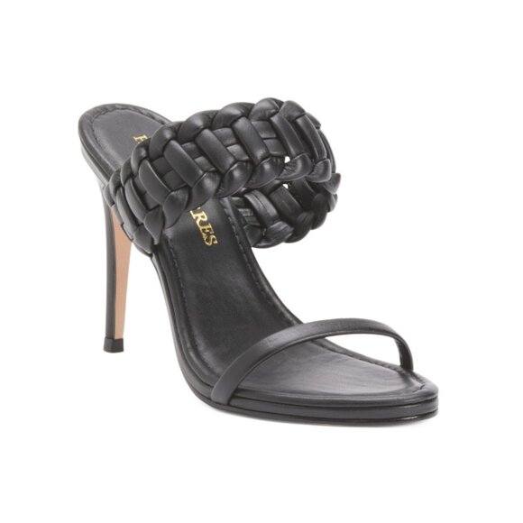 PAULA TORRES Black Handmade In Brazil Leather Heeled Francesca Mules - Picture 1 of 2